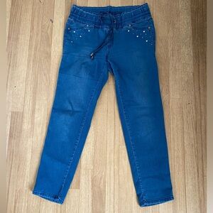 CLASH JEANS USA Blue Denim Dark Wash Rhinestones Embellished Jeggings Size XL